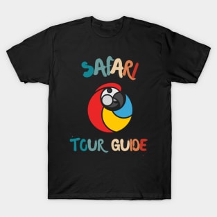 SAFARI TOUR GUIDE RED MACAW PARROT ZOOS ART T-Shirt